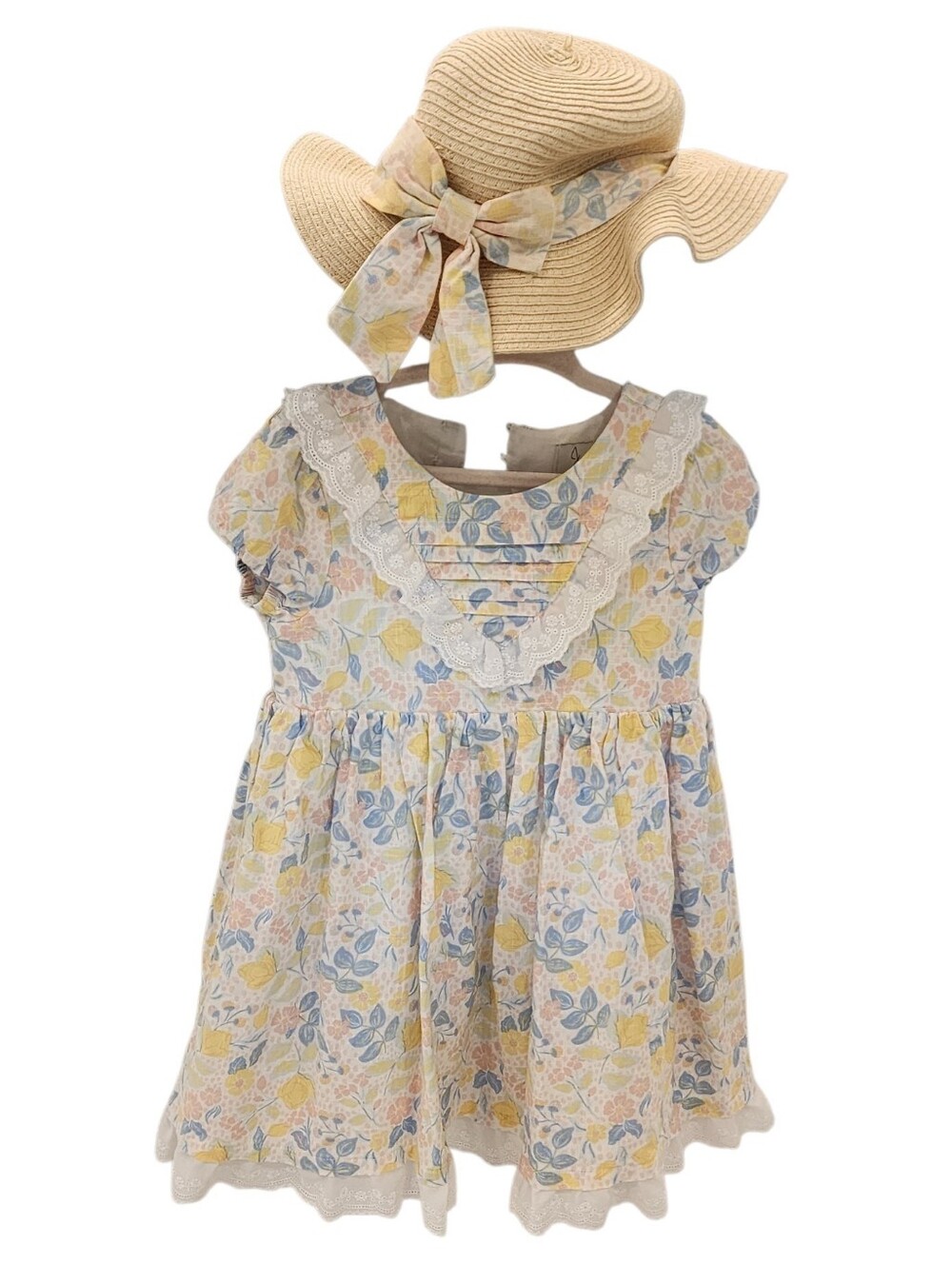 Joie Floral Lace Trimmed Dress & Hat